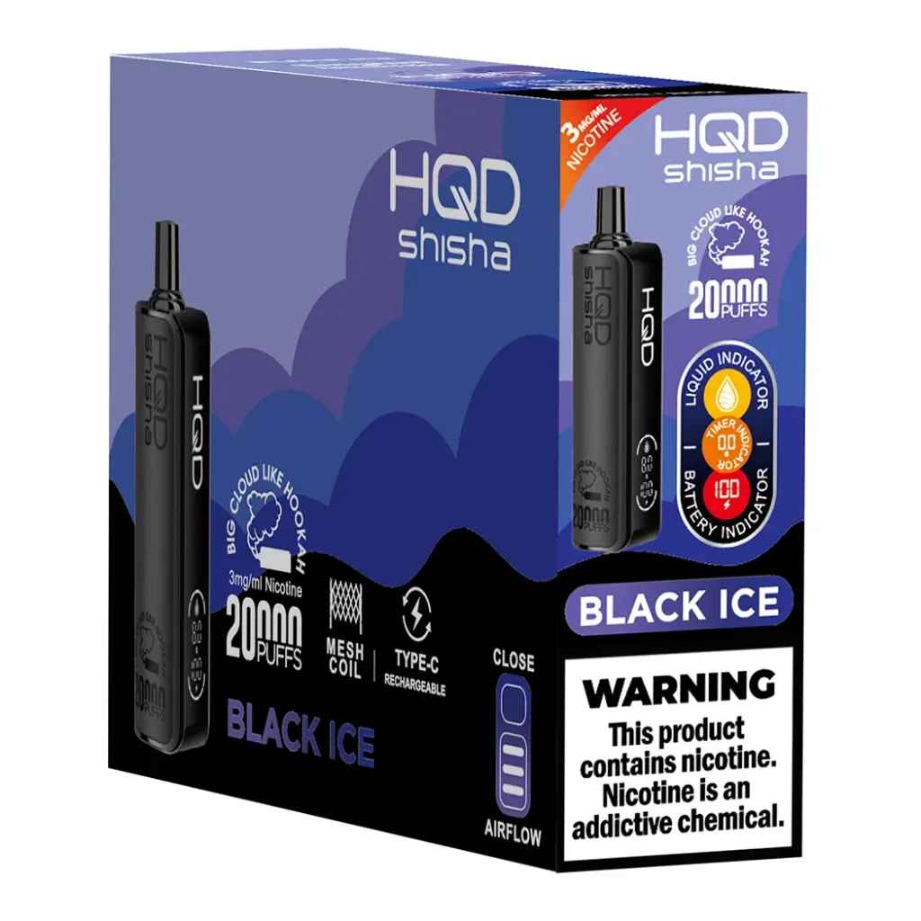 hqd shisha 20000 puffs brick black ice disposable vape