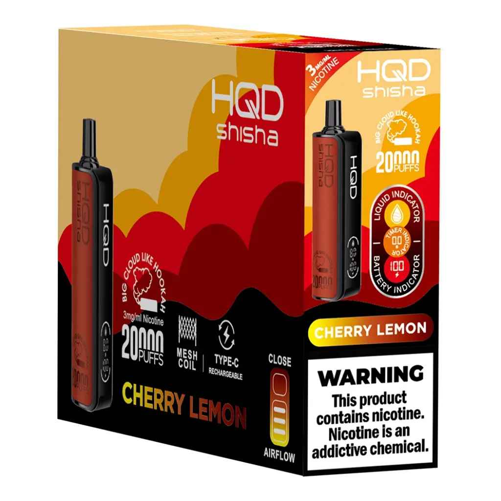 hqd shisha 20000 puffs brick cherry lemon disposable vape