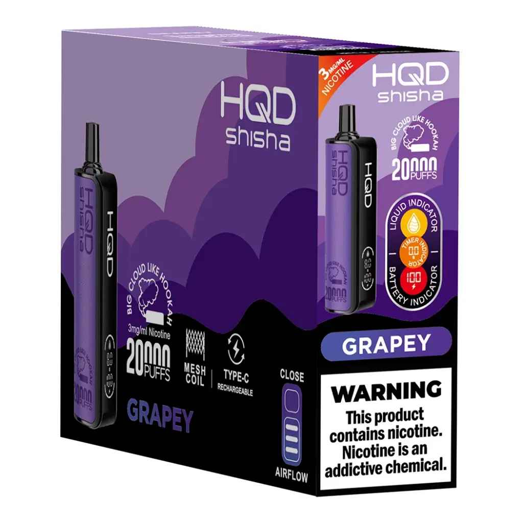 hqd shisha 20000 puffs brick grapey disposable vape