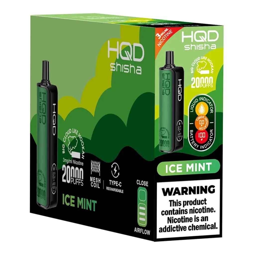 hqd shisha 20000 puffs brick ice mint disposable vape