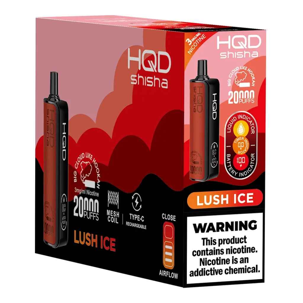 hqd shisha 20000 puffs brick lush ice disposable vape