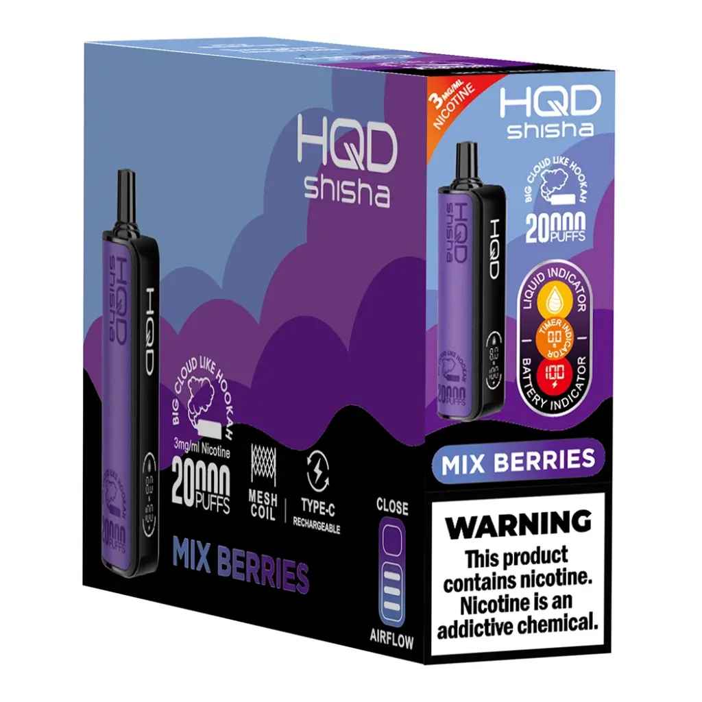 hqd shisha 20000 puffs brick mix berries disposable vape