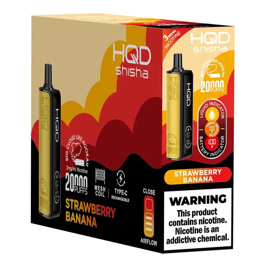 hqd shisha 20000 puffs brick strawberry banana disposable vape