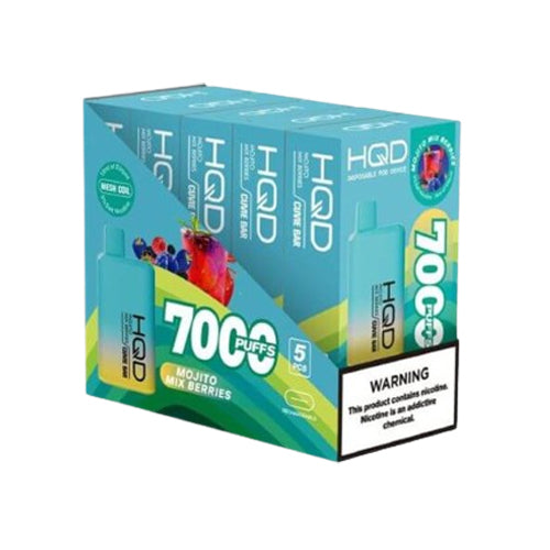 HQD Cuvie Bar 7000 puffs Brick of 5 mojito mix berries disposable vape