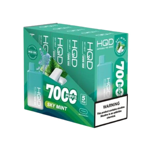 HQD Cuvie Bar 7000 puffs Brick of 5 sky mint disposable vape