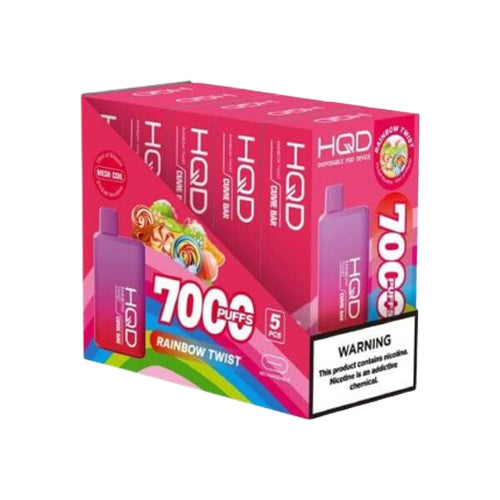 HQD Cuvie Bar 7000 puffs Brick of 5 rainbow twist disposable vape