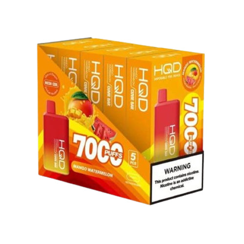 HQD Cuvie Bar 7000 puffs Brick of 5 mango watermelon disposable vape